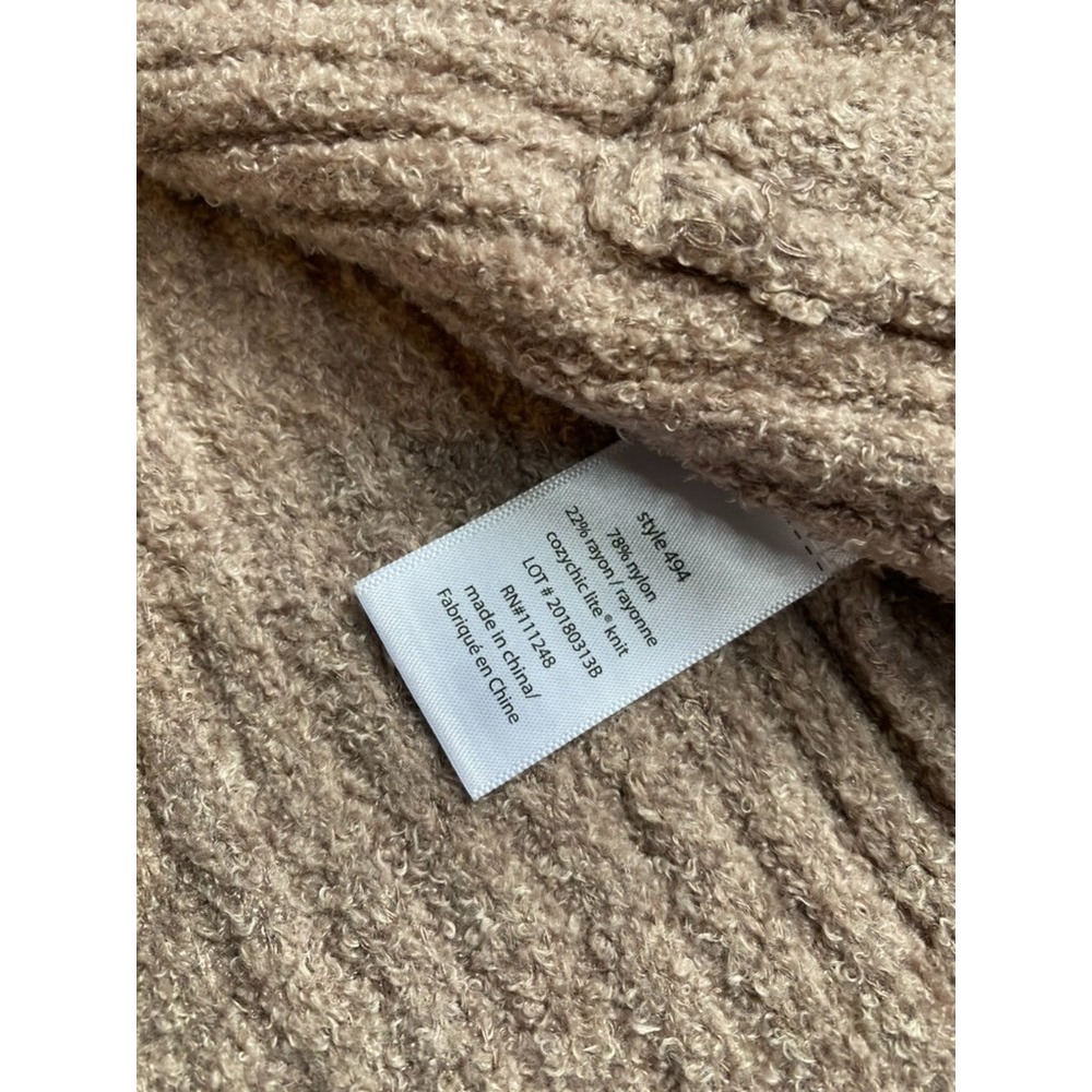 EUC Womens Barefoot Dreams cozy chic lite tan brown ribbed soft cardigan size L - Picture 10 of 10